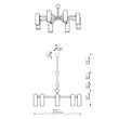 Candelabru modern cu 8 brate din alama masiva si abajururi din sticla opal, Odyssey MD, B155 SchwungHome